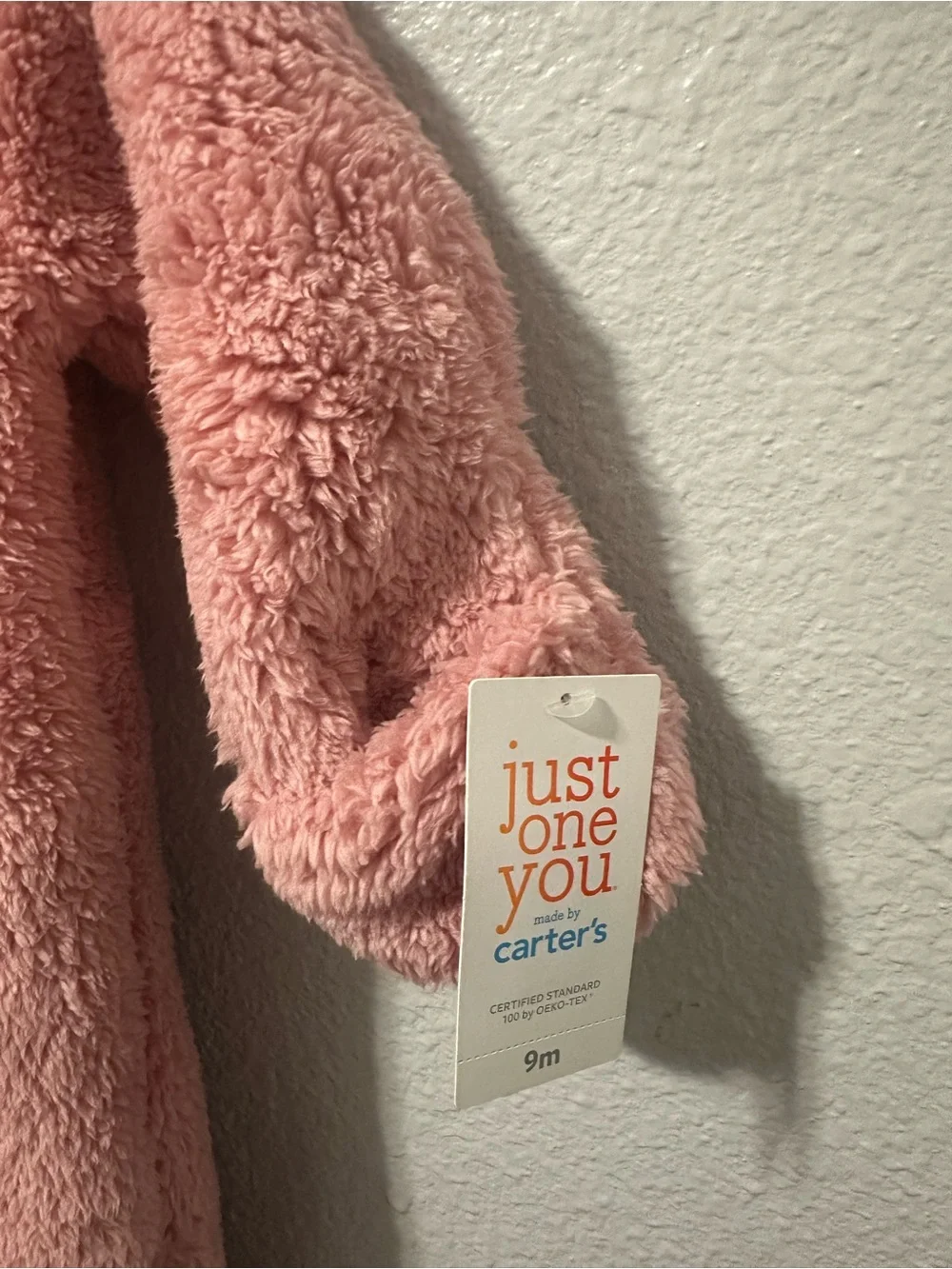 Carter's Plush Pink Hooded One-Piece Footie